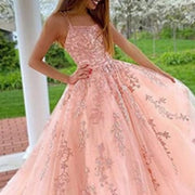 Camisole Ball Gown Long Tulle Lace Party Evening Gown