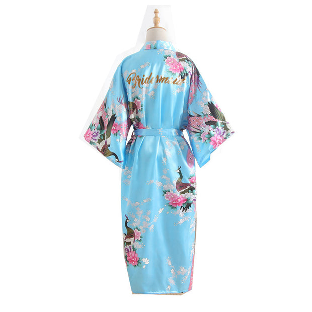 Bridesmaid Imitation Silk Dressing Gown Dressing Gown Bridal Nightgown