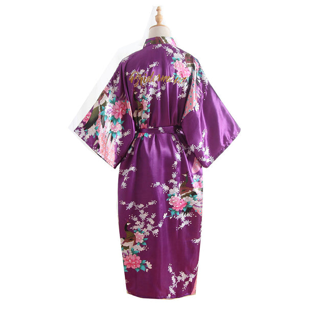 Bridesmaid Imitation Silk Dressing Gown Dressing Gown Bridal Nightgown