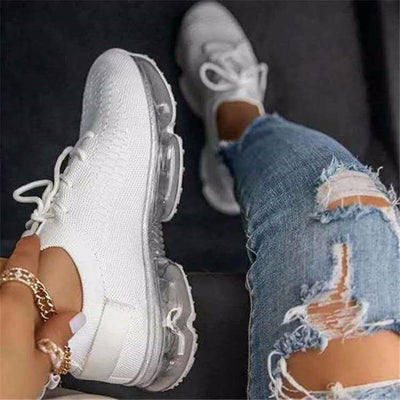 Air Cushion Bottom Lace up Casual Shoes Flying Woven Women s Shoes