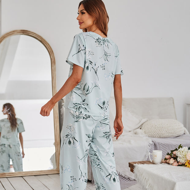 Pajamas Women's Floral Print Short Sleeve Loungewear