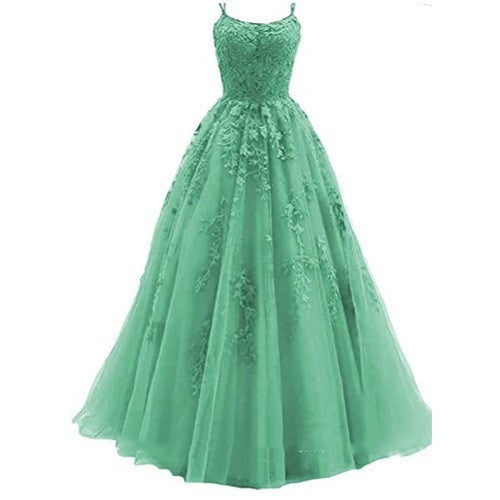 Camisole Ball Gown Long Tulle Lace Party Evening Gown