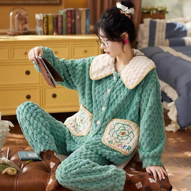 Thickened Winter Cute Cartoon Flannel Warm Loungewear