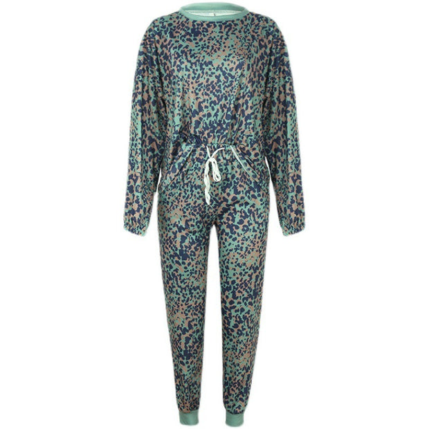 Printed Comfortable Long Sleeve Pants Ladies Loungewear