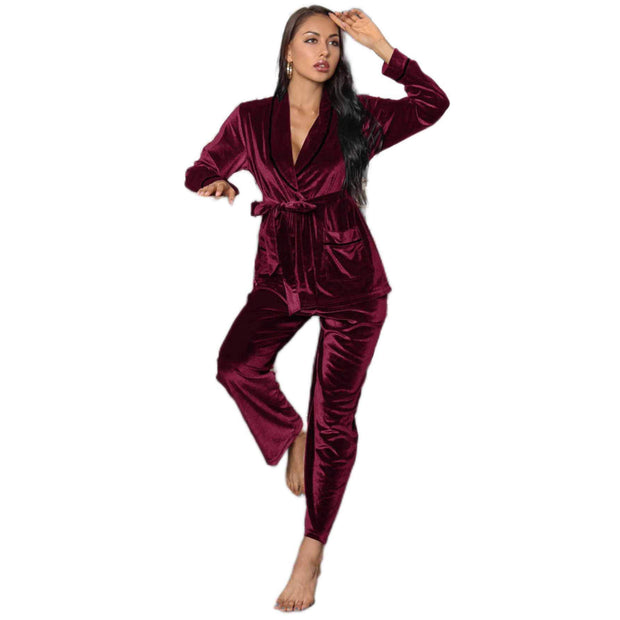 Women's Pajamas Fleece-lined Thickened Loungewear Suit