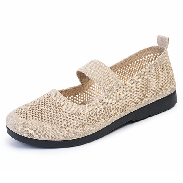 Casual Shoes For Women Flying Woven Women's Shoes Breathable Women Hollow Out Soft Bottom Mom Shoes