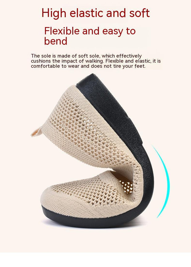 Casual Shoes For Women Flying Woven Women's Shoes Breathable Women Hollow Out Soft Bottom Mom Shoes