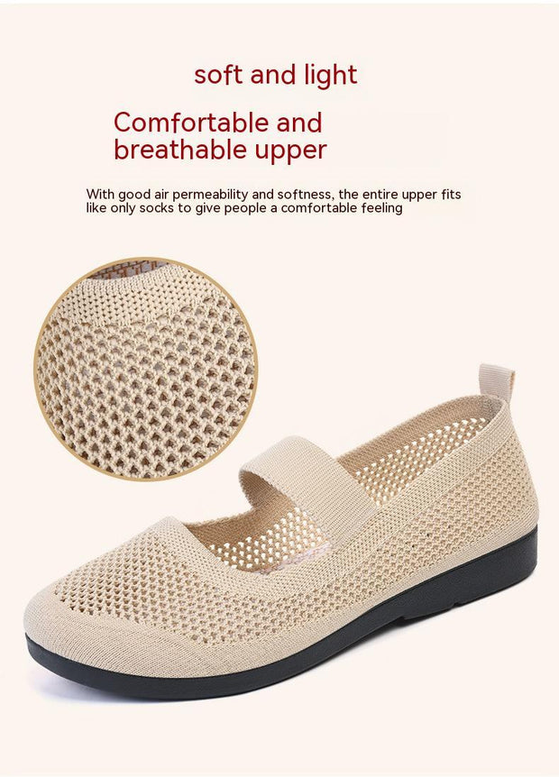 Casual Shoes For Women Flying Woven Women's Shoes Breathable Women Hollow Out Soft Bottom Mom Shoes