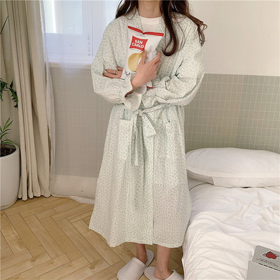 Cute Bathrobe Floral Long Kimono Loungewear